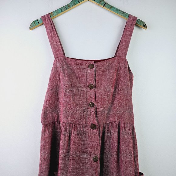 Rachel Zoe Red Linen Apron Style Button Front Dress, NWOT, Sz 8 - Picture 4 of 12